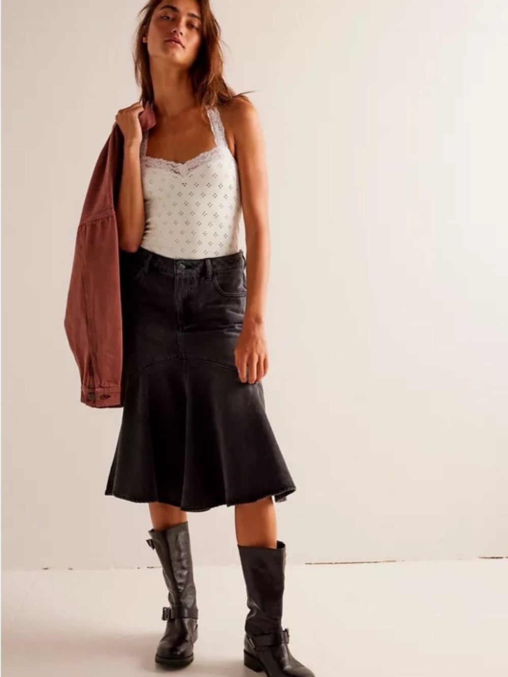 NWT Free People We The Free Denim Skirt